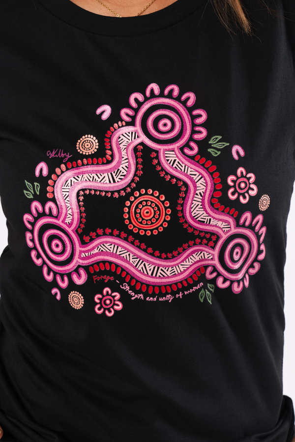 Forage Black Cotton Crew Neck Womens T-Shirt