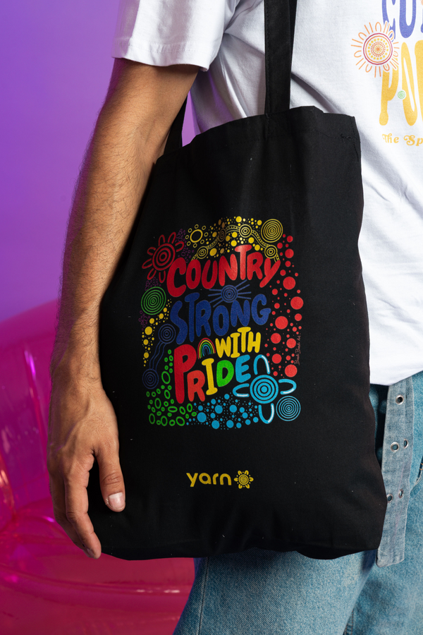 Country Strong With Pride Tote Bag Black Long Handle Cotton Tote Bag