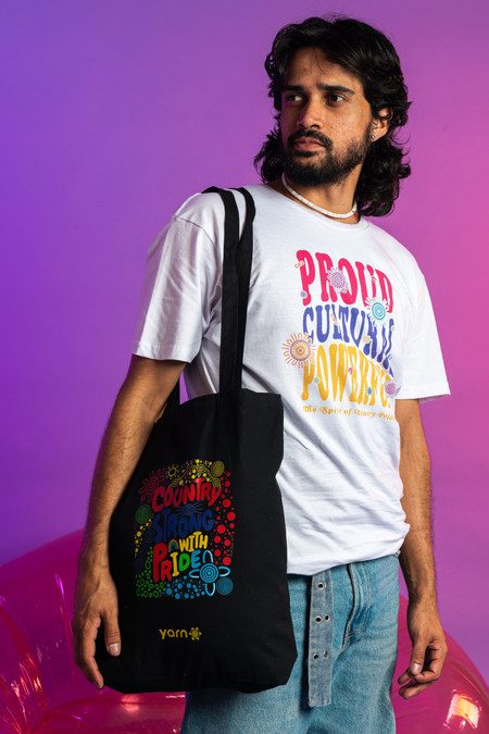 Country Strong With Pride Tote Bag Black Long Handle Cotton Tote Bag