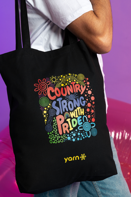 Country Strong With Pride Tote Bag Black Long Handle Cotton Tote Bag