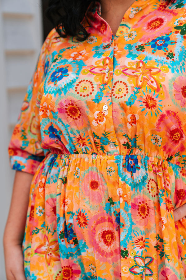 Seeds Of Spirit 100% Rayon Shirt Dress