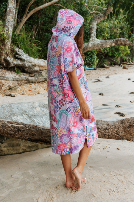 Flowers Along The River Beach Poncho