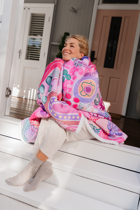 Flowers Along The River Sherpa Throw Blanket (150cm x 200cm)