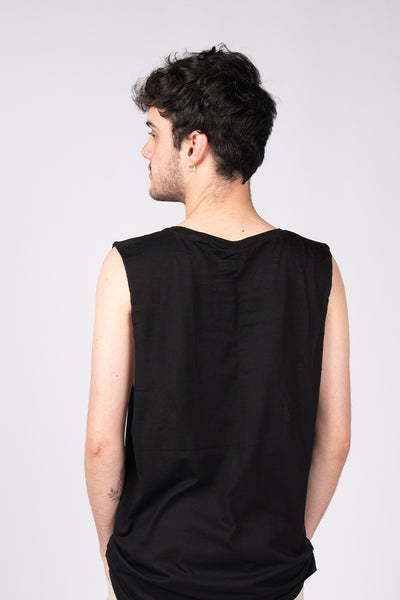 Star Dhari Black Cotton Men's Muscle Tank Top