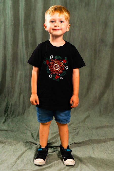 Harmony Black Cotton Crew Neck Kids T-Shirt