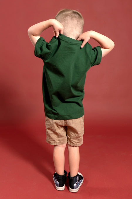 Harmony Forest Green Cotton Crew Neck Kids T-Shirt