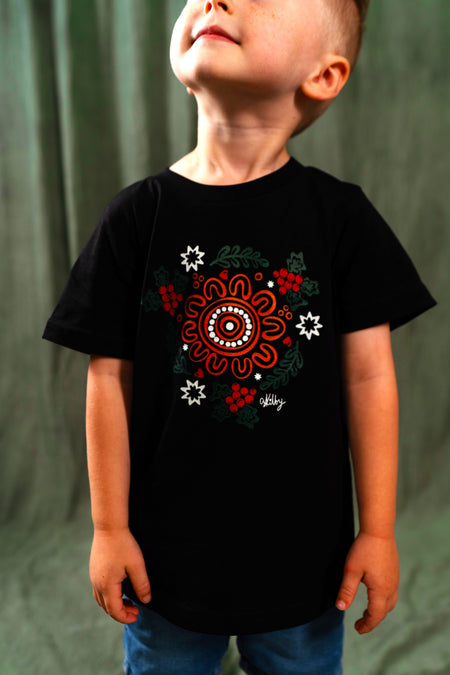 Harmony Black Cotton Crew Neck Kids T-Shirt
