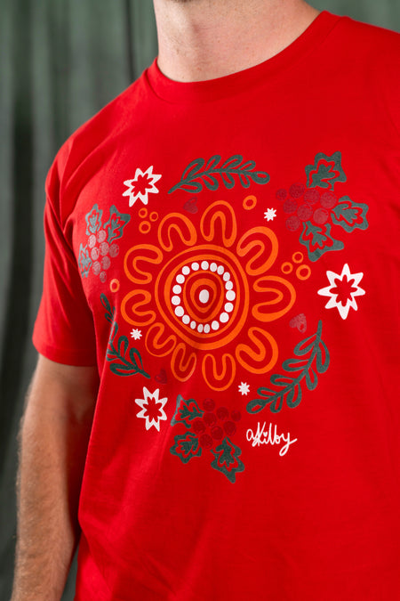 Harmony Red Cotton Crew Neck Unisex T-Shirt
