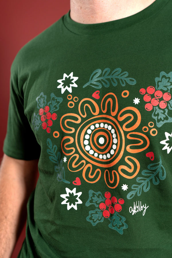 Harmony Forest Green Cotton Crew Neck Unisex T-Shirt
