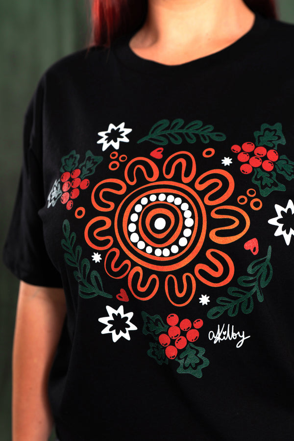 Harmony Black Cotton Crew Neck Women's T-Shirt