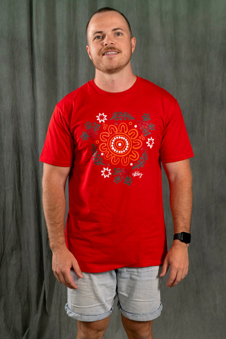 Harmony Red Cotton Crew Neck Unisex T-Shirt