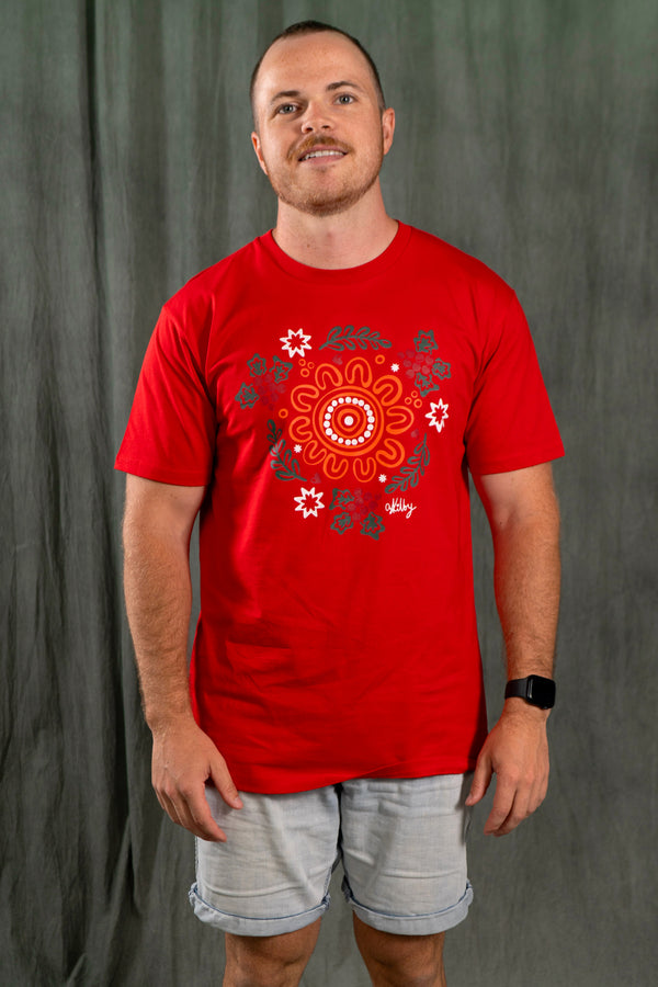 Harmony Red Cotton Crew Neck Unisex T-Shirt