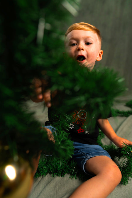 Harmony Black Cotton Crew Neck Kids T-Shirt