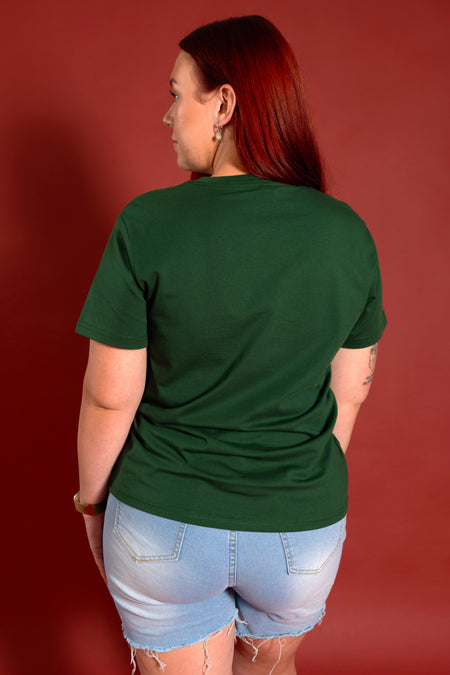 Harmony Forest Green Cotton Crew Neck Women's T-Shirt