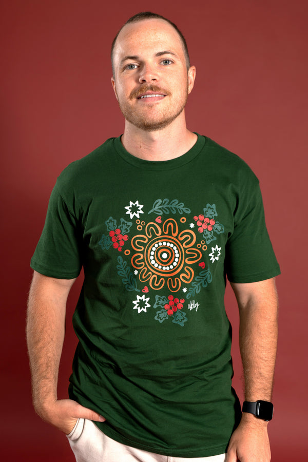 Harmony Forest Green Cotton Crew Neck Unisex T-Shirt