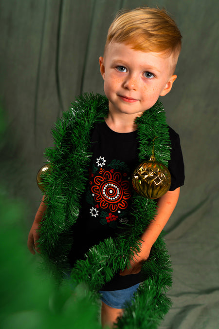 Harmony Black Cotton Crew Neck Kids T-Shirt