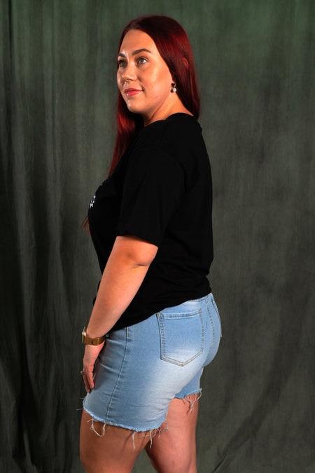 Harmony Black Cotton Crew Neck Women's T-Shirt