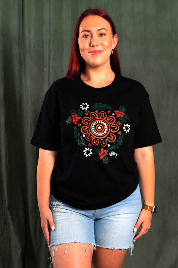 Harmony Black Cotton Crew Neck Women's T-Shirt