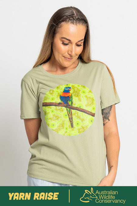 Lorikeet 'Australian Wildlife Conservancy' Pistachio Cotton Crew Neck Women's T-Shirt