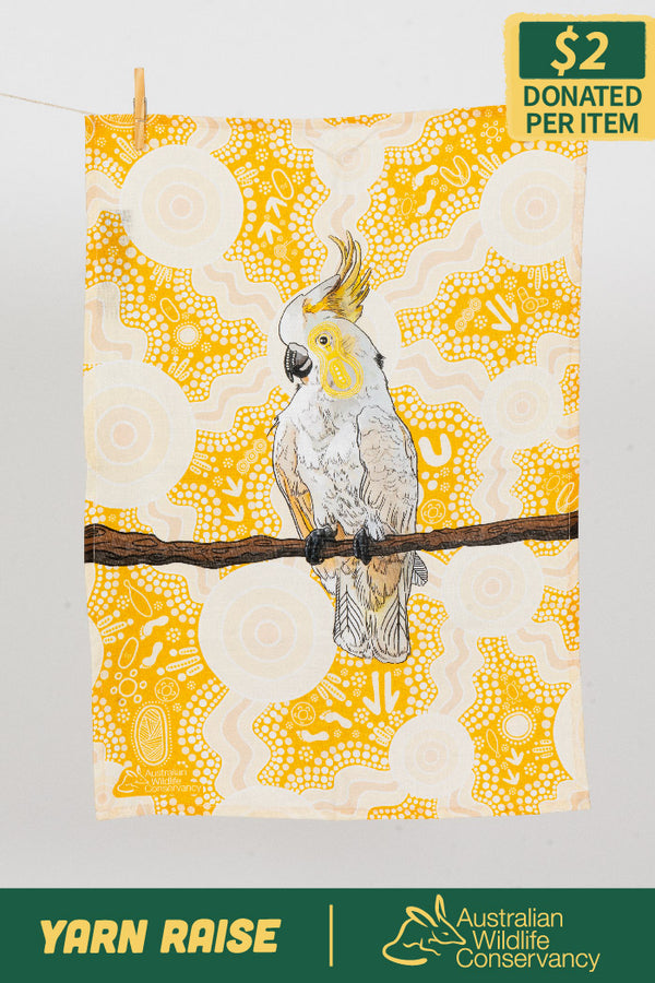 Cockatoo (Djarring) Linen Blend Tea Towel (2 Pack)