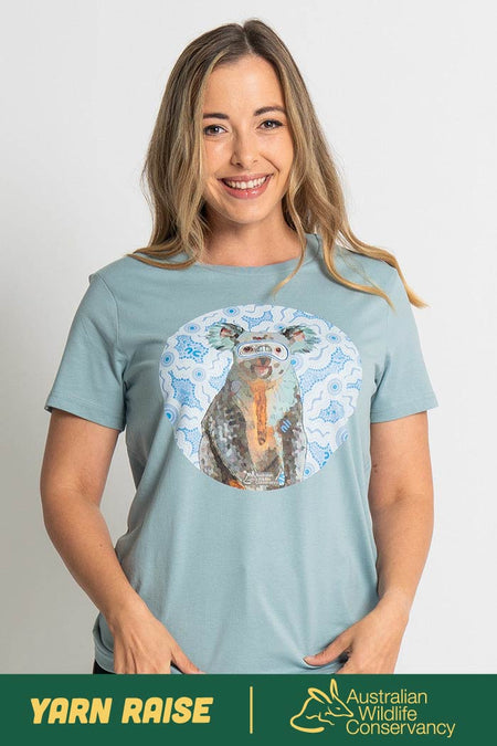 Koala (Gurrburr) 'Australian Wildlife Conservancy' Pale Blue Cotton Crew Neck Women's T-Shirt