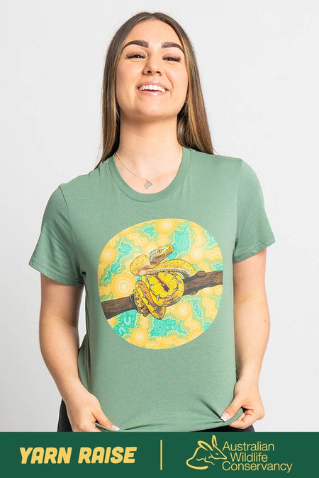 Python 'Australian Wildlife Conservancy' Sage Cotton Crew Neck Women's T-Shirt