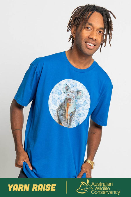 Koala (Gurrburr) 'Australian Wildlife Conservancy' Royal Blue Cotton Crew Neck Unisex T-Shirt