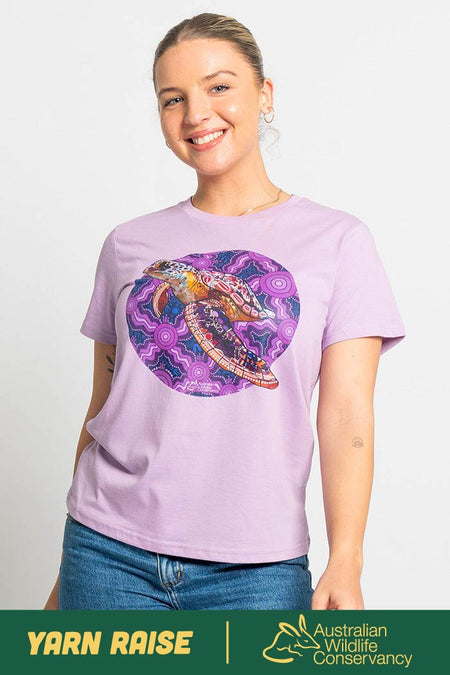 Sea Turtle 'Australian Wildlife Conservancy' Lavender Cotton Crew Neck Women's T-Shirt