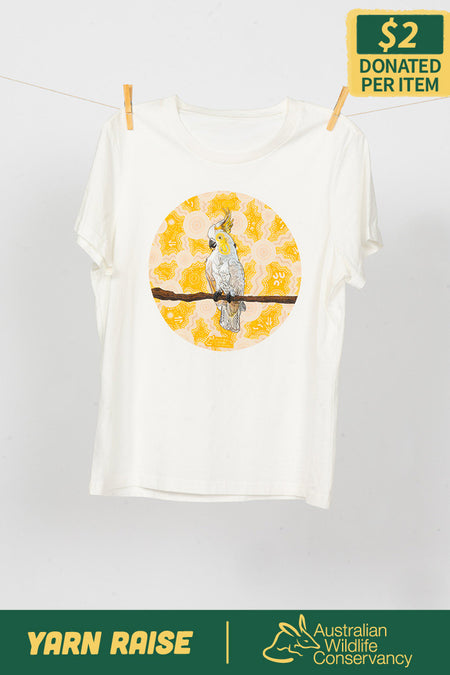 Cockatoo (Djarring) 'Australian Wildlife Conservancy' Natural Cotton Crew Neck Women's T-Shirt
