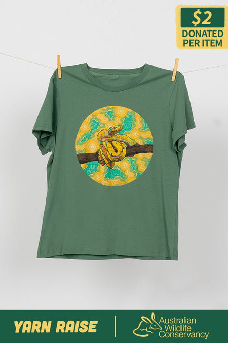 Python 'Australian Wildlife Conservancy' Sage Cotton Crew Neck Women's T-Shirt