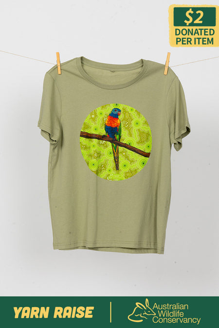 Lorikeet 'Australian Wildlife Conservancy' Pistachio Cotton Crew Neck Women's T-Shirt