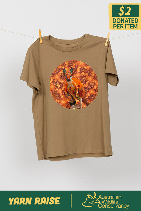 Kangaroo (Barra) 'Australian Wildlife Conservancy' Sand Cotton Crew Neck Women's T-Shirt