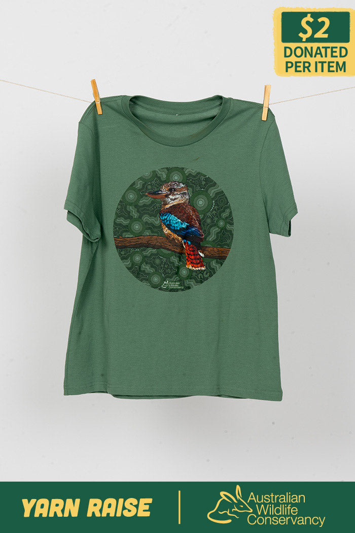Kookaburra (Durdilapka) 'Australian Wildlife Conservancy' Sage Cotton Crew Neck Women's T-Shirt