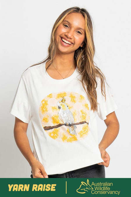 Cockatoo (Djarring) 'Australian Wildlife Conservancy' Natural Cotton Crew Neck Women's T-Shirt