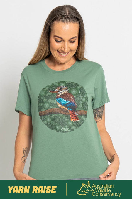 Kookaburra (Durdilapka) 'Australian Wildlife Conservancy' Sage Cotton Crew Neck Women's T-Shirt