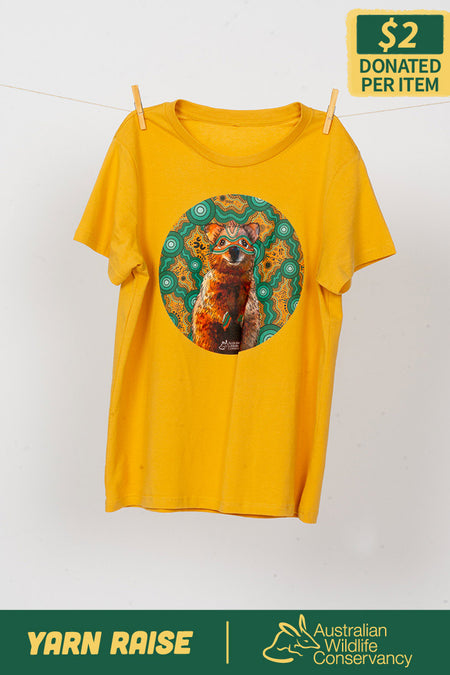 Quokka 'Australian Wildlife Conservancy' Mustard Cotton Crew Neck Women's T-Shirt
