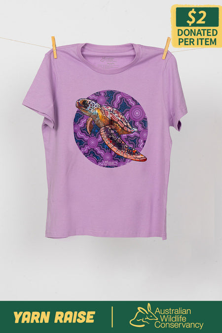 Sea Turtle 'Australian Wildlife Conservancy' Lavender Cotton Crew Neck Women's T-Shirt