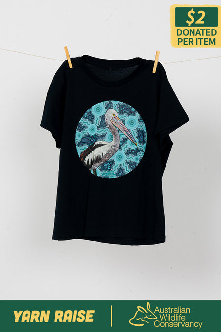 Pelican (Dhalipnha) 'Australian Wildlife Conservancy' Navy Cotton Crew Neck Women's T-Shirt