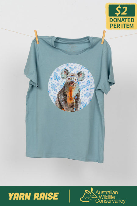 Koala (Gurrburr) 'Australian Wildlife Conservancy' Pale Blue Cotton Crew Neck Women's T-Shirt