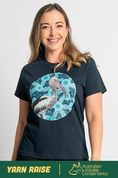 Pelican (Dhalipnha) 'Australian Wildlife Conservancy' Navy Cotton Crew Neck Women's T-Shirt