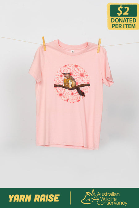 Possum (Batja) 'Australian Wildlife Conservancy' Pink Cotton Crew Neck Kids T-Shirt