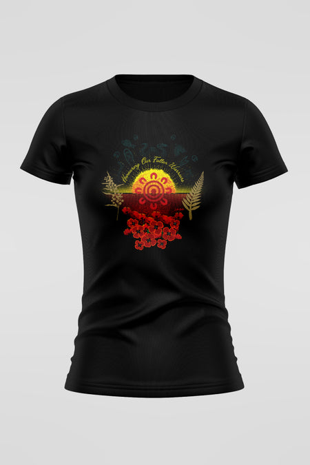 Honouring Our Fallen Warriors Black Cotton Crew Neck Women's T-Shirt