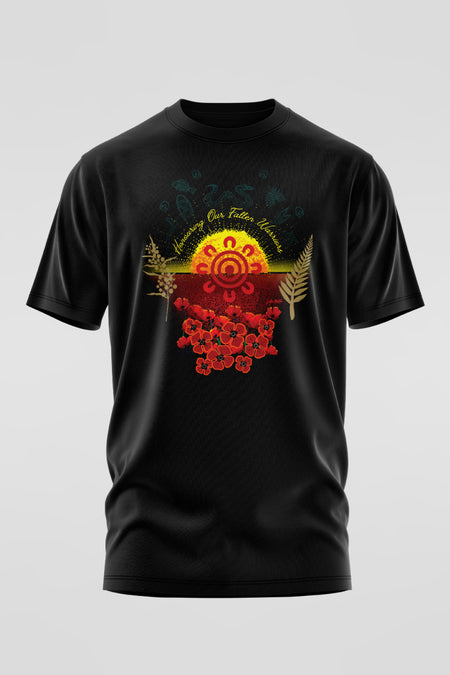 Honouring Our Fallen Warriors Black Cotton Crew Neck Unisex T-Shirt