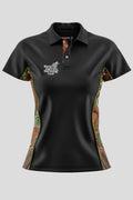Proud & Deadly NAIDOC 2024 Black Bamboo (Simpson) Women's Fitted Polo Shirt