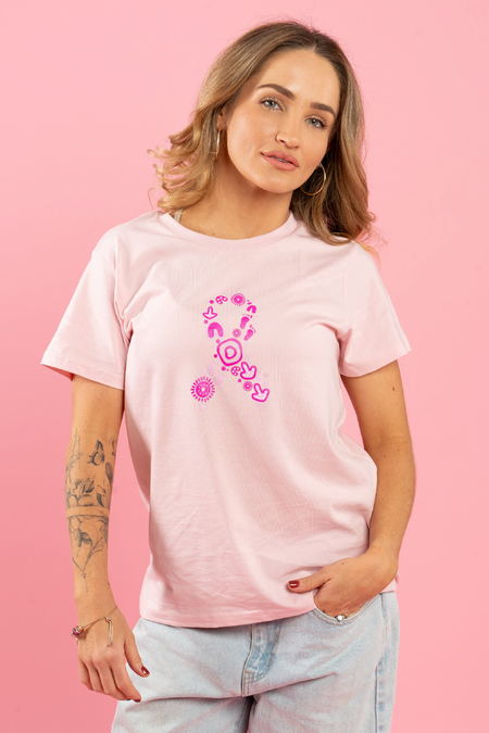 Sacred Women's Way Ribbon Pink Cotton Crew Neck Women's T-Shirt