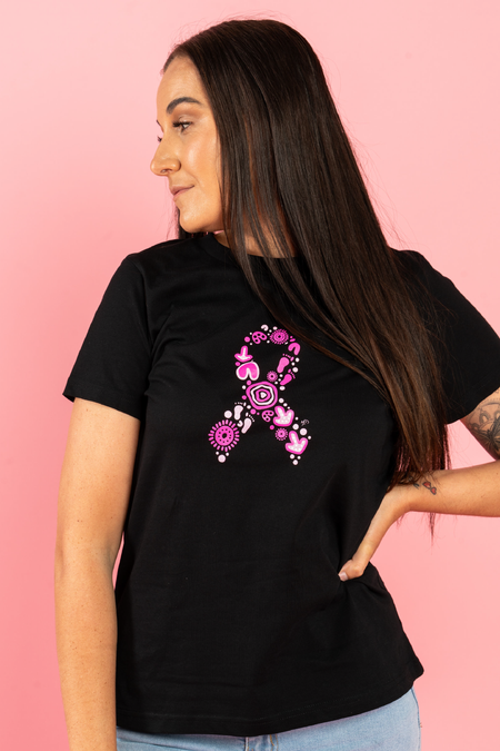 Sacred Women's Way Ribbon Black Cotton Crew Neck Women's T-Shirt