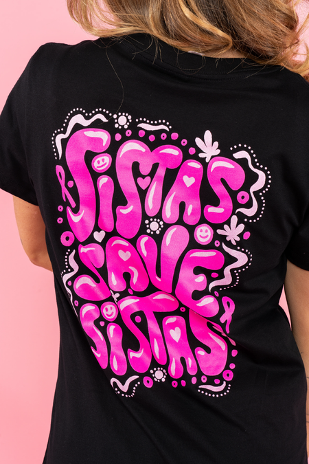 Sistas Save Sistas Black Cotton Crew Neck Women's T-Shirt