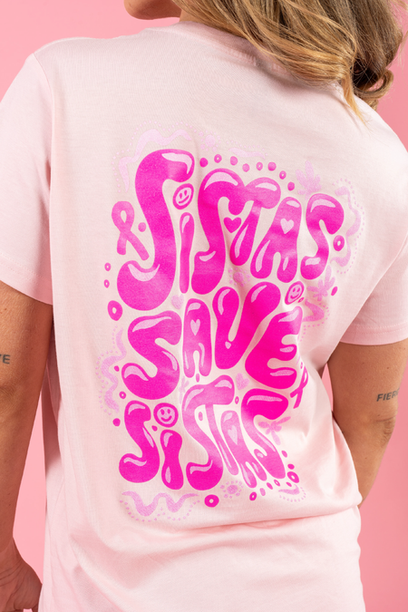 Sistas Save Sistas Pink Cotton Crew Neck Women's T-Shirt