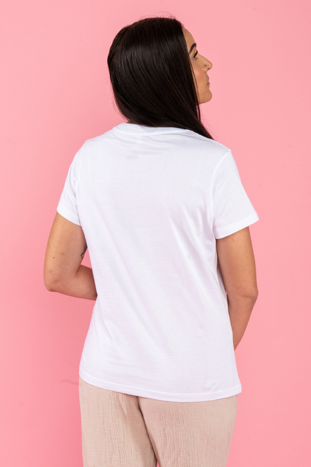 United In Pink White Cotton Crew Neck Women's T-Shirt