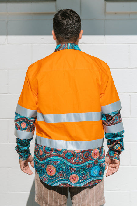 Our Protectors High Vis Orange 100% Cotton Drill Unisex Long Sleeve Work Shirt